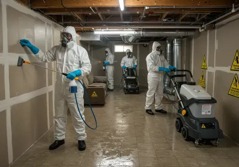 Basement Moisture Removal and Structural Drying process in Okolona, MS